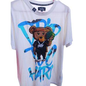 Mens Bear Graphic Streetwear Urban Hip Hop "Go Hard" Money Size Medium T-Shirt